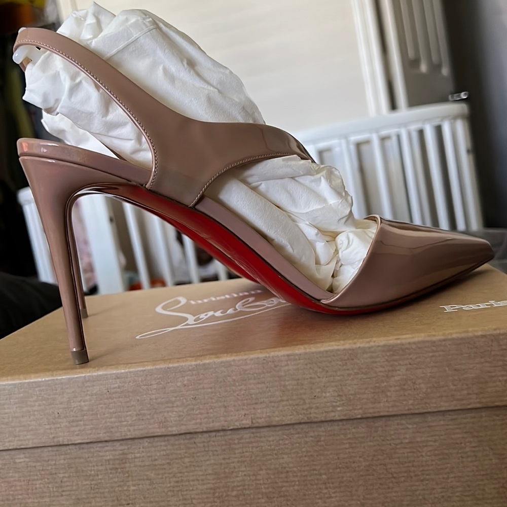 Christian Louboutin- Brandina Patent lather pumps (NUDE)